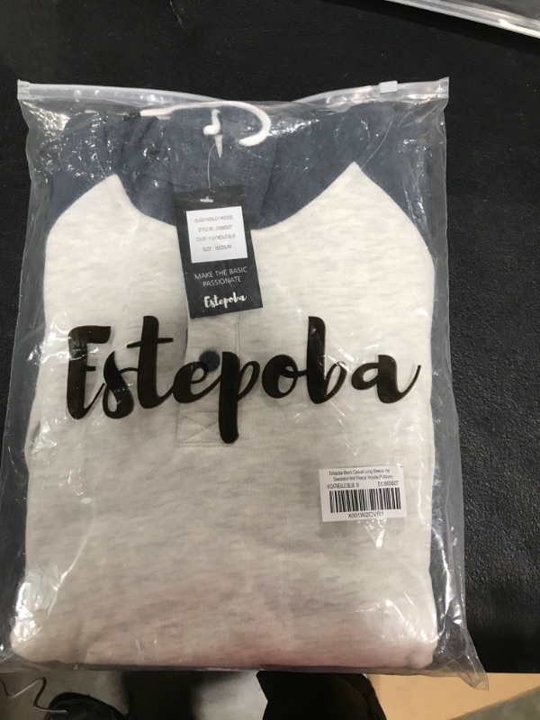 Estepoba Men's Casual Long Sleeve Henley Sweatshirt Knit Fleece Hoodie