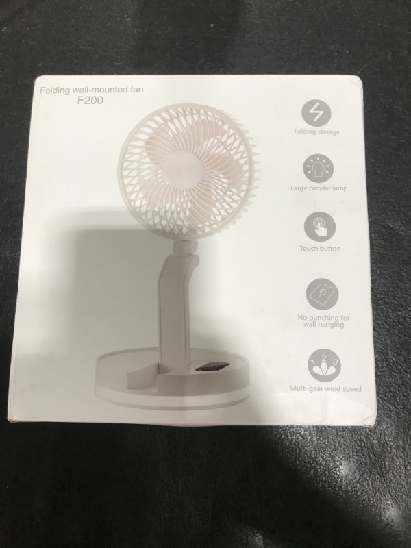 Photo 2 of cjc Portable Fan, Rechargeable Battery Operated Desk Fan with 90 Foldable Ultra Quiet 3 Speeds Light, Portable Air Circulator Fan with Hook, Wall Fan for Bedroom, Bathroom, Office, Kitchen, Dorm