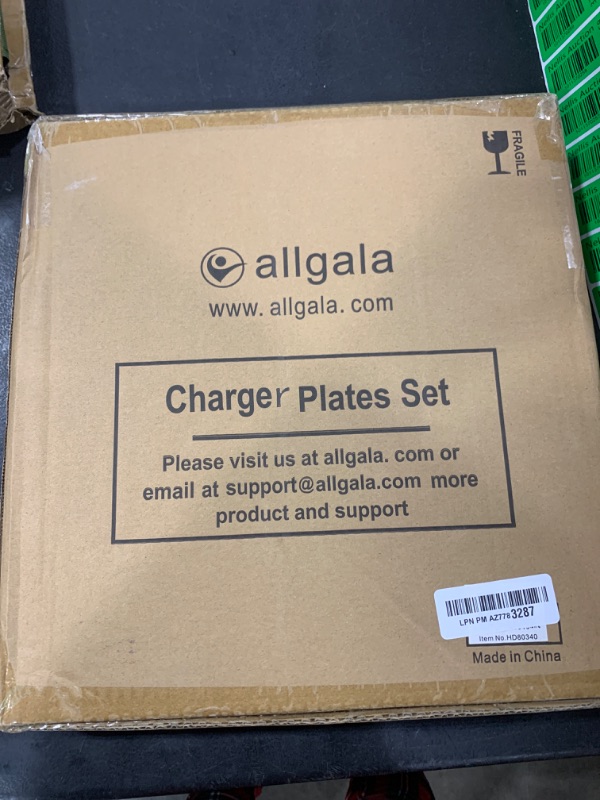 Photo 2 of allgala Heavy Quality Round Charger Plates - Clear Chargers for Dinner Plates - Set of Charger Plates for Table Decor - Ideal for Weddings, Thanksgiving Parties & Holidays - Clear (13-Inch 6-Pack)