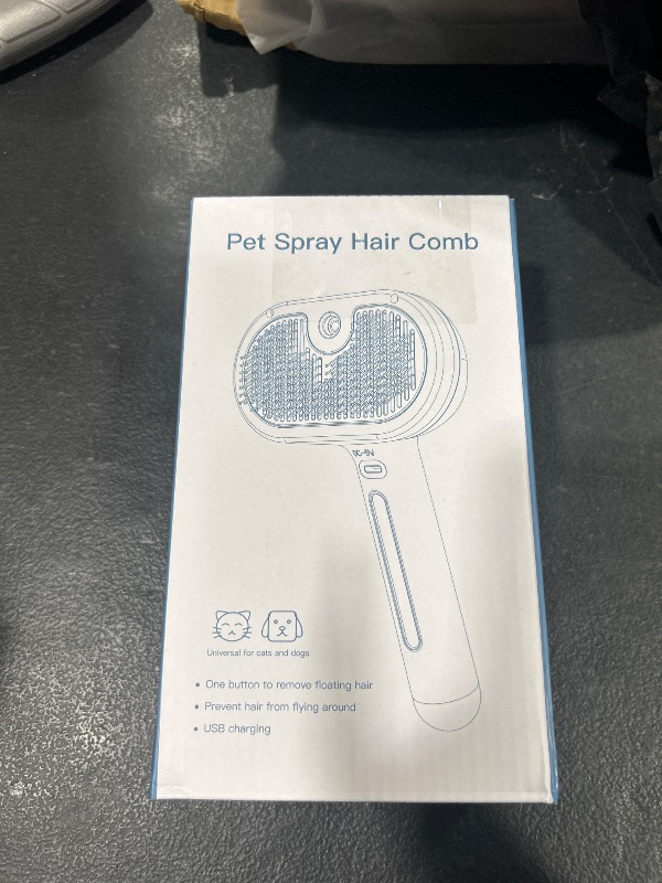 Photo 2 of Spray Cat Brush for Shedding,Pet Grooming Brush/Self-Cleaning Wet Cat Comb with USB Rechargeable & Water Tank,Suitable for Dogs,Cats to Reduces Flying Hair,Remove Tangled & Loose Hair(White)