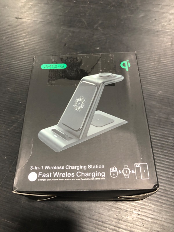 Photo 3 of  3 in 1 Wireless Charging Station Compatible for Apple Products Multiple Devices Charger for Apple Watch ultra 9 8 7 SE 6 5 4 AirPods Pro iPhone 15 14 13 12 13 Pro Max/X/XS Fast Charger Stand
