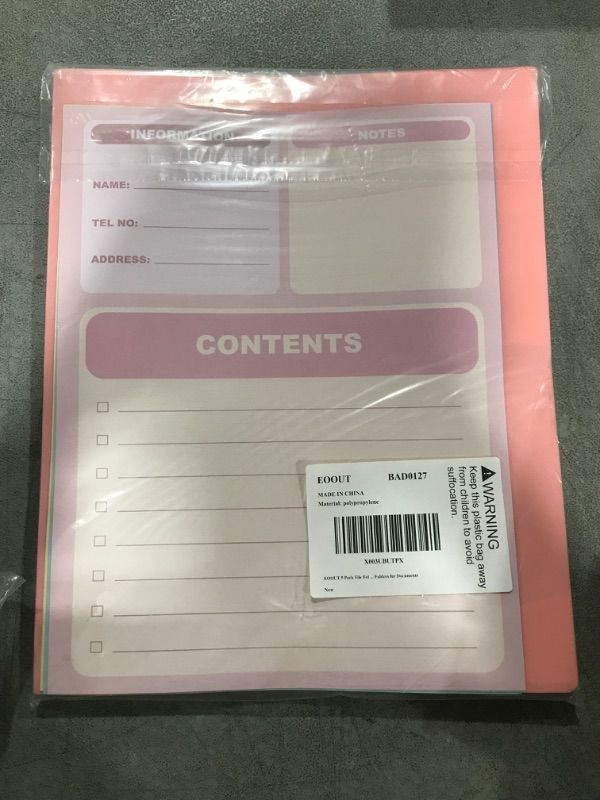 Photo 1 of EOOUT 5 Pack File Folders Letter Size with Contents Paper Macaroon Color Plastic Folders with Clear Front Pocket, Pocket Folders for Documents C-Macaroon(Clear Front Pocket)