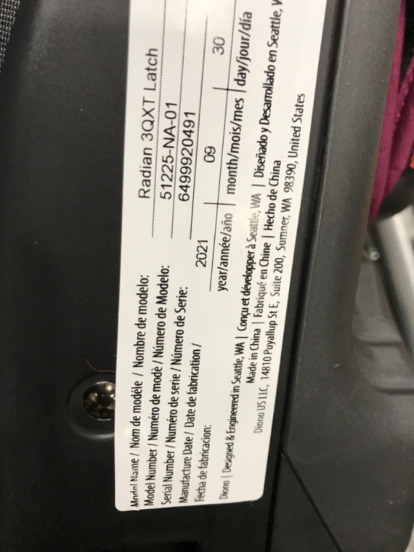Photo 2 of Diono Radian 3QXT 4-in-1 Rear and Forward Facing Convertible Car Seat, Safe Plus Engineering, 4 Stage Infant Protection, 10 Years 1 Car Seat, Slim Fit 3 Across, Purple Plum Purple Plum QXT