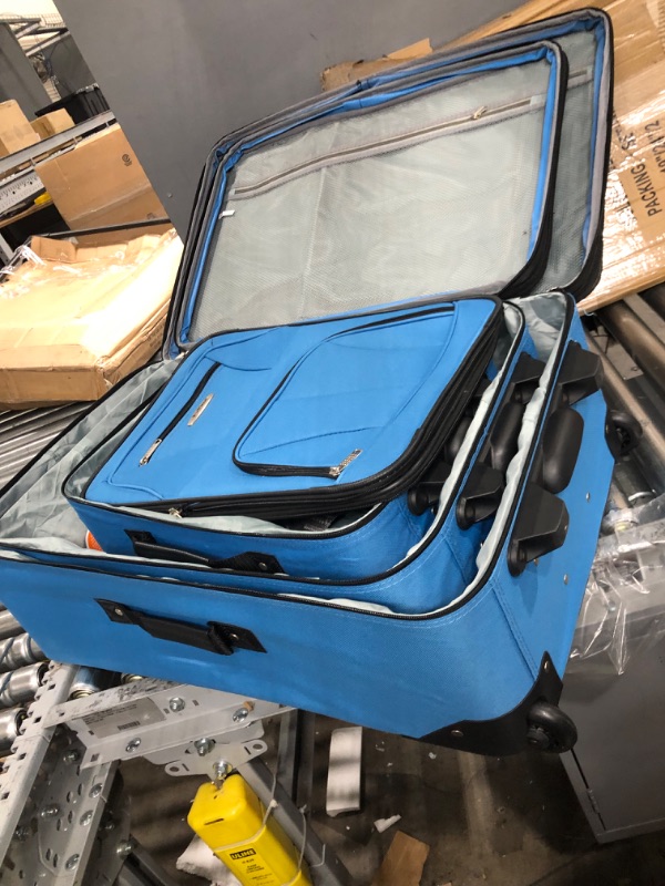 Photo 2 of **smallest bag missing**
Rockland Journey Softside Upright Luggage Set, Blue, 4-Piece (14/19/24/28) 4-Piece Set (14/19/24/28) Blue