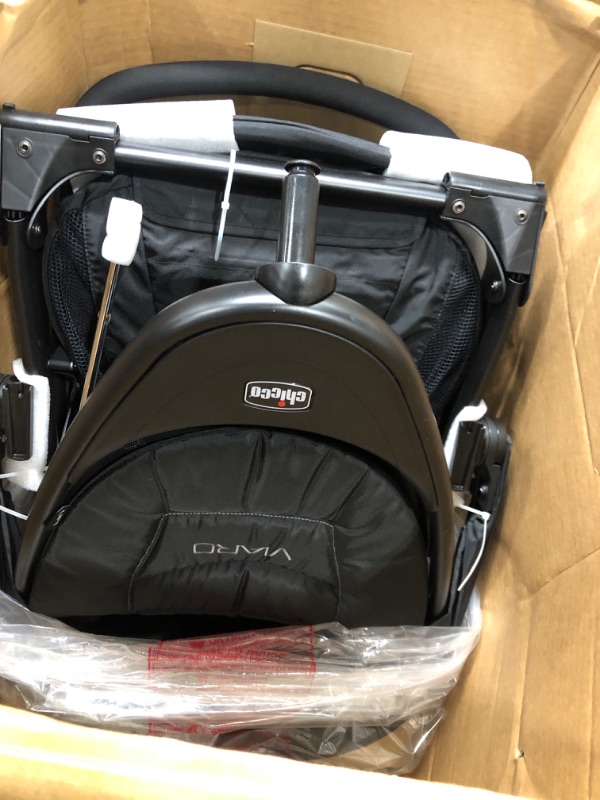 Photo 6 of Chicco Viaro Quick-Fold Travel System, Includes Infant Car Seat and Base, Stroller and Car Seat Combo, Baby Travel Gear | Black/Black