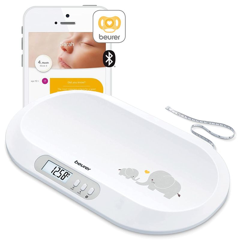 Photo 1 of Beurer BY90 Baby Scale, Pet Scale, Digital, with Measuring Tape, tracking weight with App | For: Infant, Newborn, Toddler /Puppy, Cat - Animals | LCD Display, weighs Lbs/Kg/Oz Highly accurate with Bluetooth/measuring Tape