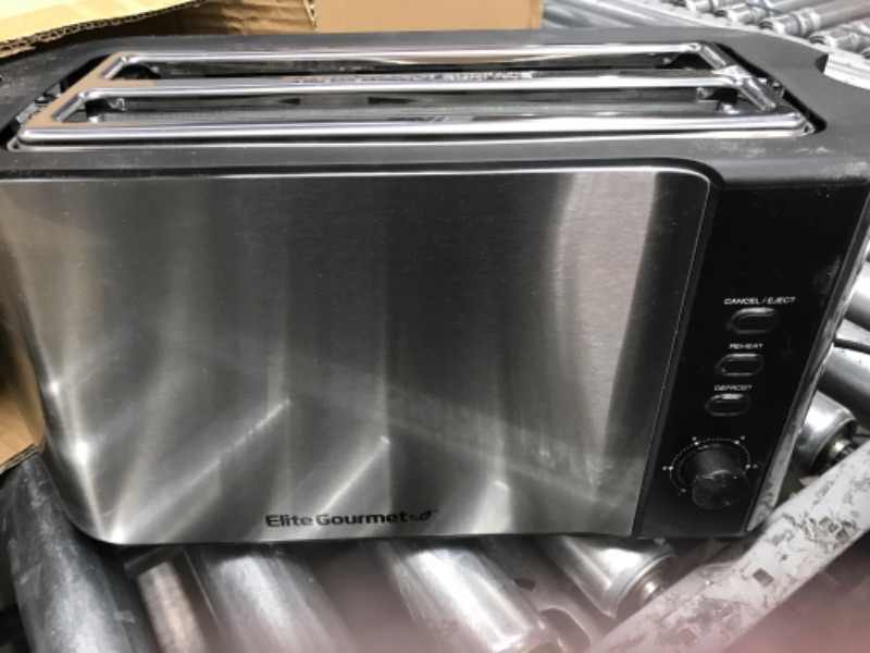 Photo 3 of *** NOT FUNCTIONAL *** Elite Gourmet ECT-3100## Long Slot 4 Slice Toaster, Reheat, 6 Toast Settings, Defrost, Cancel Functions, Built-in Warming Rack, Extra Wide Slots for Bagels Waffles, Stainless Steel & Black Stainless Steel and Black Slot Toaster