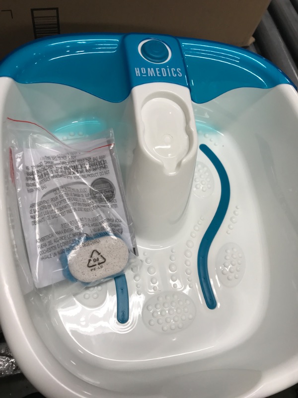 Photo 2 of *** POWERS ON *** HoMedics Bubble Mate Foot Spa, Toe Touch Controlled Foot Bath with Invigorating Bubbles and Splash Proof, Raised Massage nodes and Removable Pumice Stone