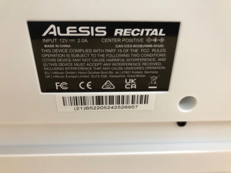 Photo 4 of Alesis Recital – 88 Key Digital Piano Keyboard with Semi Weighted Keys, 5 Voices, Piano Lessons, M-Audio Sustain Pedal and HDH40 Piano Headphones Recital White Piano + Sustain Pedal + Headphones