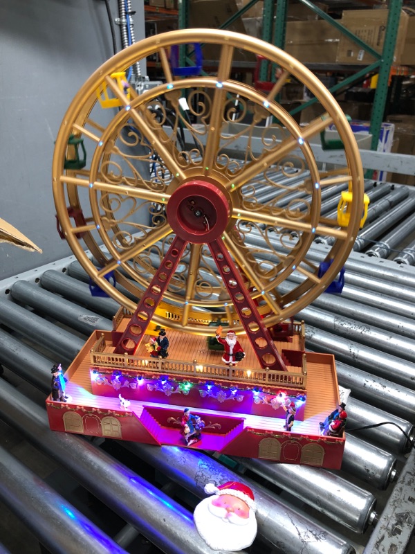 Photo 2 of *Tested/Minor Damage/No Music-See Photos* Skyant Christmas Rotating Ferris Wheel with LED Lights & Music, 18" Big Christmas Animated Decorations, Creates Festive Atmosphere