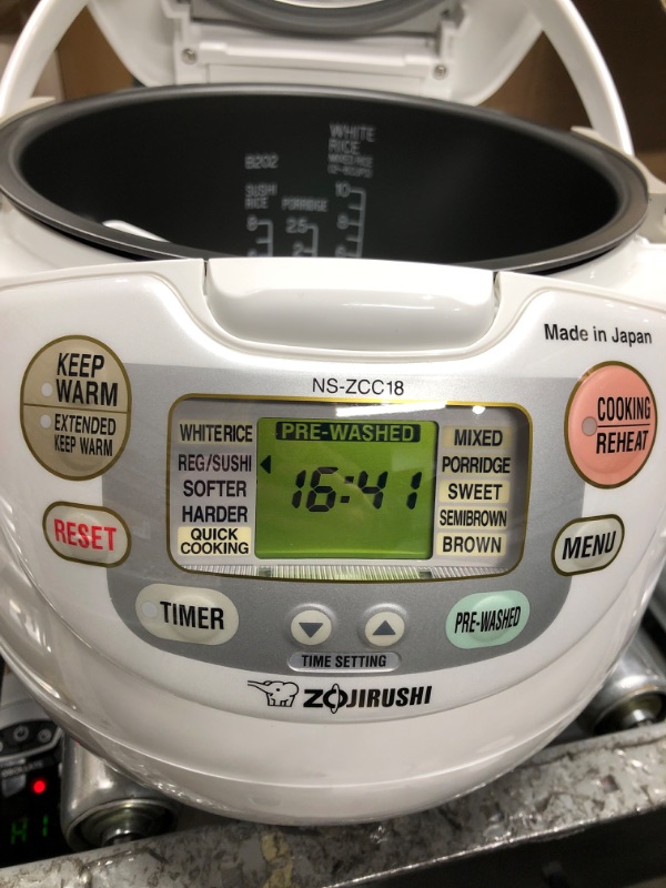 Photo 3 of *Tested* Zojirushi NS-ZCC18 Neuro Fuzzy Rice Cooker & Warmer, 10 Cup, Premium White, Made in Japan 10-Cup