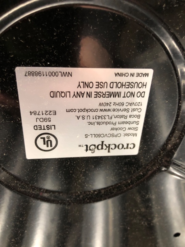 Photo 5 of *Powers On/Major Damage to Handle-See Photos* Crock-Pot SCCPVL610-S-A 6-Quart Cook & Carry Programmable Slow Cooker with Digital Timer, Stainless Steel