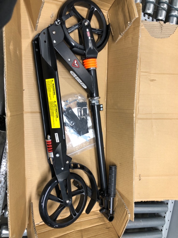 Photo 1 of Caroma Scooter for Adults, Scooter for Teens 12 Yeas and UP, Adjustable Adult Scooter 220~300lbs Capacity, Folding Adult Kick Scooter with Dual Suspension System, 200mm Big Wheels Black