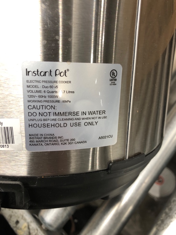 Photo 3 of *** tested - powers on *** Instant Pot Duo 7-in-1 Electric Pressure Cooker, Slow Cooker, Rice Cooker, Steamer, Sauté, Yogurt Maker, Warmer & Sterilizer, Includes App With Over 800 Recipes, Stainless Steel, 6 Quart 6QT Duo Pressure Cooker