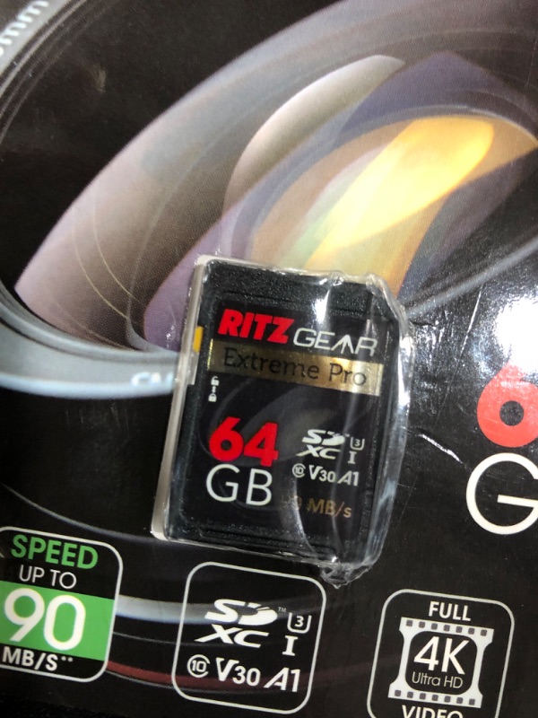 Photo 2 of Ritz Gear Extreme Performance High Speed UHS-I SDXC 64GB 90/45 MB/S U3 Class-10 V30 Memory Card Designed for SD Devices That can Capture Full HD