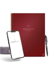 Photo 1 of Rocketbook Fusion Smart Reusable Notebook - Calendar, To-Do Lists, and Note Template Pages - Scarlet Sky Cover, Letter Size (8.5" x 11") & Pen/Pencil Holder (Pen Station) Scarlet Sky Letter Notebook + Pen Station