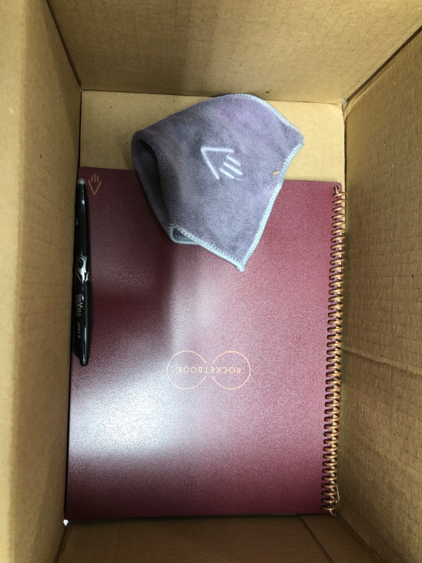 Photo 1 of Rocketbook Fusion Smart Reusable Notebook - Calendar, To-Do Lists, and Note Template Pages - Scarlet Sky Cover, Letter Size (8.5" x 11") & Pen/Pencil Holder (Pen Station) Scarlet Sky Letter Notebook + Pen Station