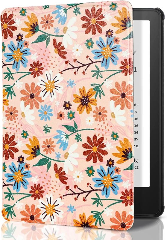 Photo 1 of CoBak Kindle Paperwhite Case - PU Leather Smart Cover with Auto Sleep Wake Feature for Kindle Paperwhite Signature Edition and Kindle Paperwhite 11th Generation 2021 Released, Tangerine Jasmine
