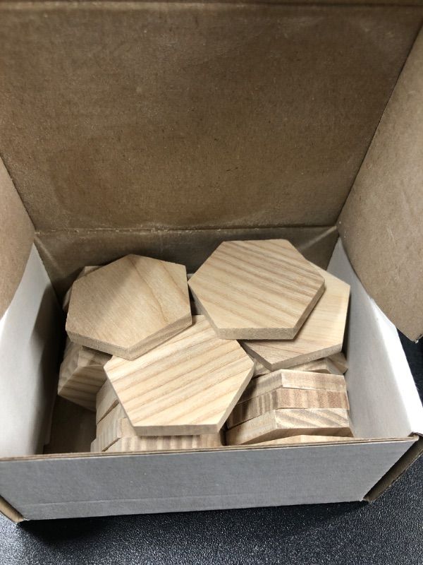 Photo 1 of 1.54" Wood Hexagon Cutout Shapes Unfinished Wood Mosaic Tile - 30 pcs
