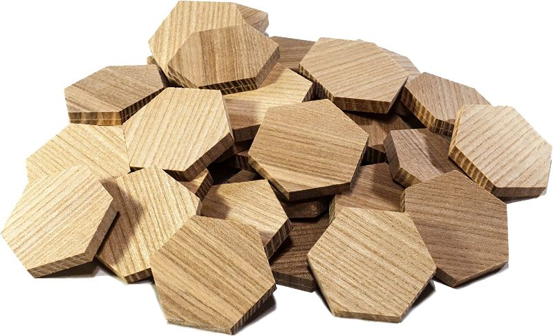 Photo 1 of 1.54" Wood Hexagon Cutout Shapes Unfinished Wood Mosaic Tile - 30 pcs
