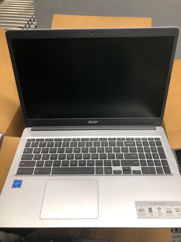 Photo 2 of ****UNABLE TO TEST FUNCTIONALITY, DOES NOT COME WITH A CHARGER**** Acer Chromebook 315 15.6" HD Intel N4000 4GB RAM 32GB eMMC Webcam BT Chrome OS + Protective Sleeve, Silver (NX.HKBAA.002)
