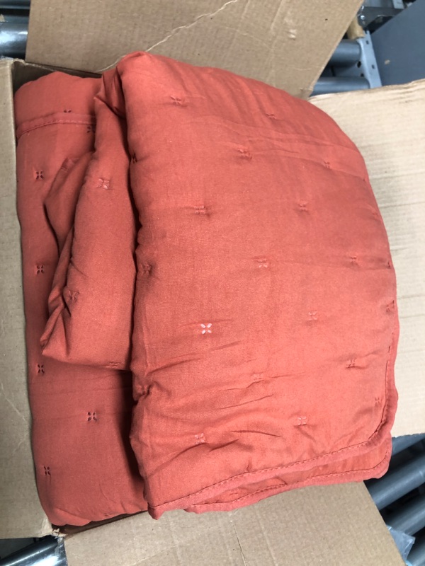 Photo 3 of ***STOCK PHOTO FOR REFERENCE ONLY***Size Unknown Comforter Set Burnt Orange Comforter Boho Comforter Tufted Pom Pom Ultra Soft Bed Set with 2 Pillow Cases All Season