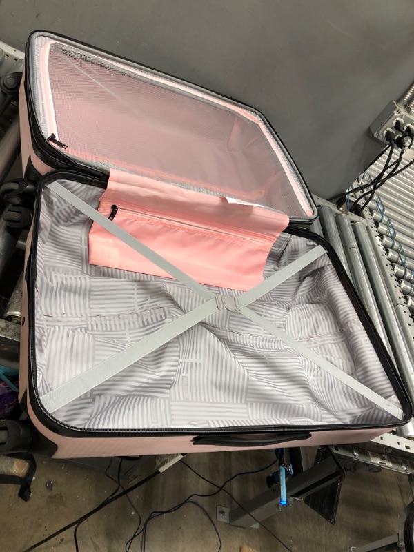 Photo 4 of American Tourister Stratum XLT Expandable Hardside Luggage with Spinner Wheels, Pink Blush, Checked-Large 28-Inch Checked-Large 28-Inch Pink Blush