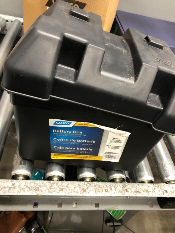 Photo 2 of Camco Heavy Duty Battery Box with Straps and Hardware - Group 24 |Safely Stores RV, Automotive, and Marine Batteries |Durable Anti-Corrosion Material | Measures 7-1/4" x 10-3/4" x 8" | (55363) Frustration Free Packaging Regular Battery Box