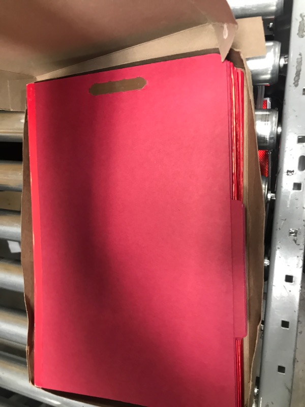 Photo 1 of Pendaflex Classification Folders, Standard, 2 Dividers, Embedded Fasteners, 2/5 Cut Tab, Bright Red, Legal Size, 10/BX (29031P)
