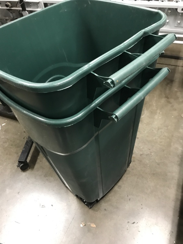 Photo 3 of 2 green 32 gallon trash cans