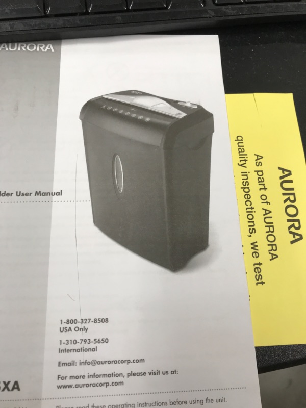 Photo 2 of Aurora AU875XA Paper and Credit Card Shredder with 3.7-Gallon Wastebasket, 8-Sheet Cross-Cut with Basket 8-Sheet Crosscut Shredder