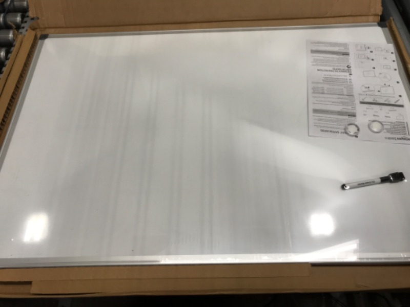 Photo 3 of Amazon Basics Magnetic Dry Erase White Board, 36 x 24-Inch Whiteboard - Silver Aluminum Frame 24" x 36" Magnetic, Aluminum Frame