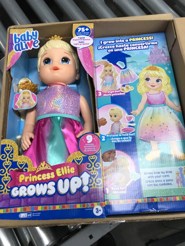 Photo 2 of Baby Alive Princess Ellie Grows Up! Interactive Baby Doll with Accessories, Talking Baby Dolls, Toys for 3 Year Old Girls and Boys and Up, Blonde Hair, 18-Inch