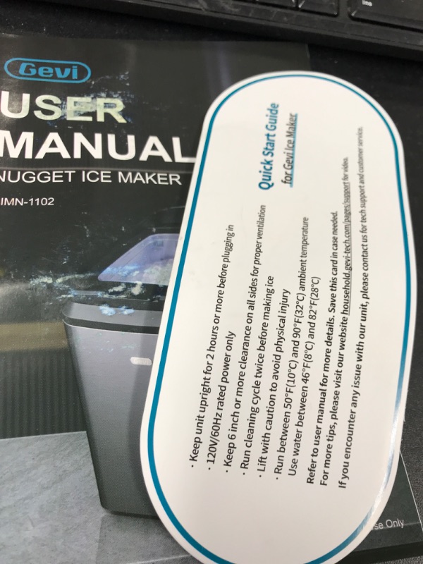 Photo 3 of Gevi Nugget Ice Maker Countertop with Thick Insulation | Self-Cleaning Pellet Ice Machine | Quietly Making Max 29Lb/Day | Stainless Steel Housing | Portable Design for Home Kitchen (GIMN-1102 Black) Nugget Ice Black 1