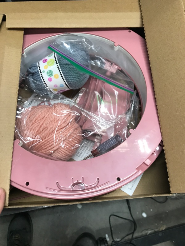 Photo 2 of 48 Needles Knitting Machines with Row Counter, Smart Weaving Loom Knitting Round Loom for Adults/Kids, Knitting Board Rotating Double Knit Loom Machine Kits Pink White 48 Needles