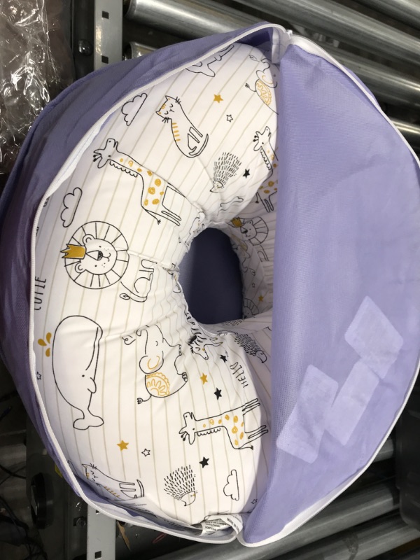 Photo 2 of Boppy Nursing Pillow and Positioner - Original, Notebook Black and White with Gold Animals, Breastfeeding, Bottle Feeding, Baby Support, with Removable Cotton Blend Cover, Awake-Time Support