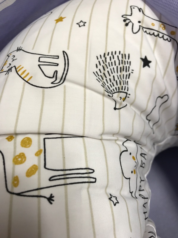 Photo 1 of Boppy Nursing Pillow and Positioner - Original, Notebook Black and White with Gold Animals, Breastfeeding, Bottle Feeding, Baby Support, with Removable Cotton Blend Cover, Awake-Time Support