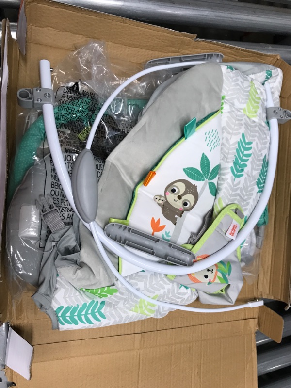 Photo 2 of Bright Starts Jungle Vines Comfy Baby Bouncer and Vibrating Infant Seat with Taggies & Elephant and Sloth Plush Baby Toys