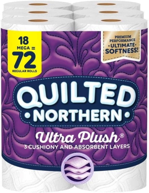 Photo 1 of 3 Pack Quilted Northern Ultra Plush® Toilet Paper, 6 Mega Rolls = 24 Regular Rolls, 3-ply Bath Tissue