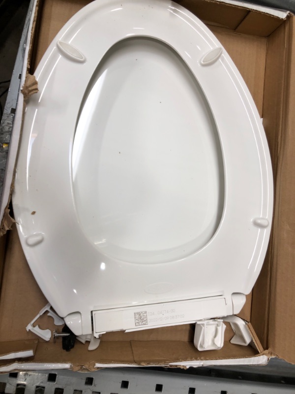 Photo 2 of *Parts Only* Toilet Seat, Quiet-Close Elongated Toilet Seat, Slow Close, Wooden Toilet Seat White Oval