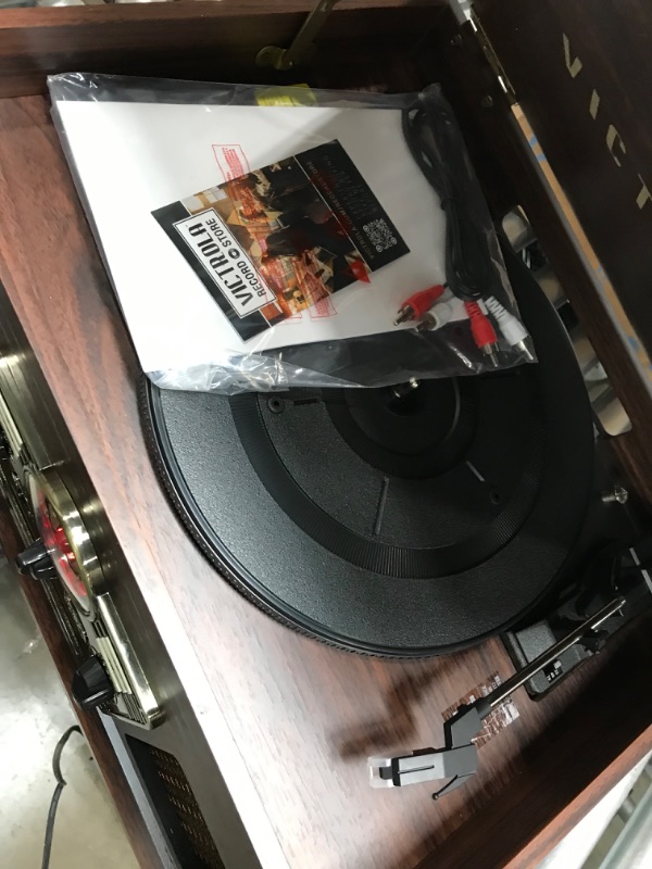 Photo 3 of ***PARTS ONLY*** 
Victrola Nostalgic 6-in-1 Bluetooth Record Player & Multimedia Center with Built-in Speakers - 3-Speed Turntable, CD & Cassette Player, AM/FM Radio | Wireless Music Streaming | Espresso Espresso Entertainment Center