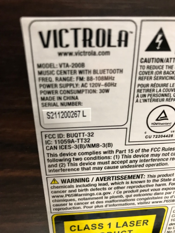 Photo 2 of DAMAGED ITEM
Victrola Nostalgic 6-in-1 Bluetooth Record Player & Multimedia Center with Built-in Speakers - 3-Speed Turntable, CD & Cassette Player, AM/FM Radio | Wireless Music Streaming | Espresso Espresso Entertainment Center