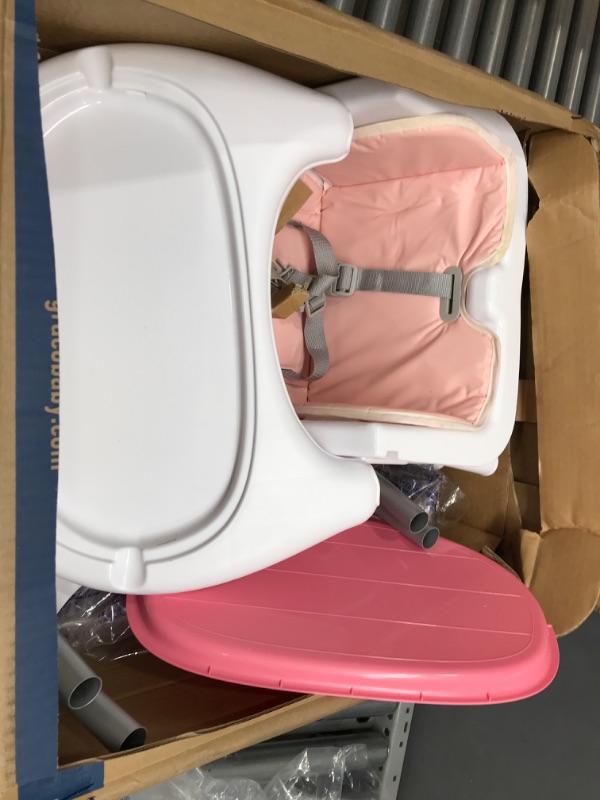 Photo 1 of Dream On Me Portable 2-in-1 Tabletalk High Chair, Convertible Compact High Chair, Light Weight Portable Highchair, Pink
