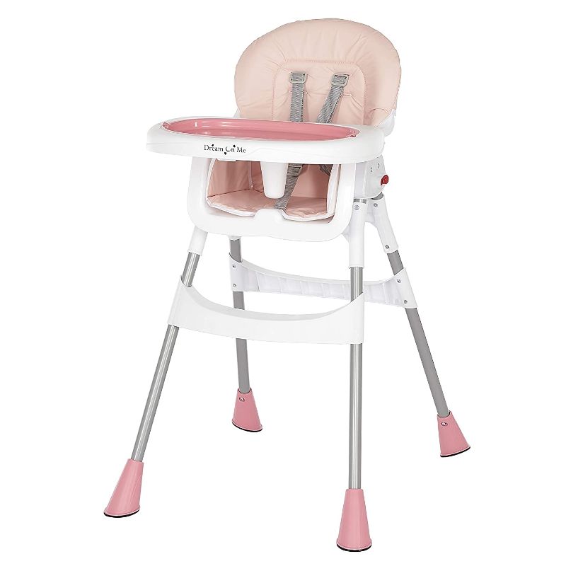 Photo 1 of Dream On Me Portable 2-in-1 Tabletalk High Chair, Convertible Compact High Chair, Light Weight Portable Highchair, Pink
