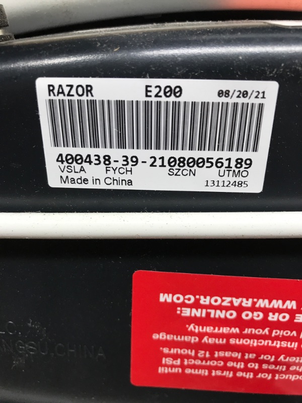 Photo 1 of Razor E200 Electric Scooter - 8" Air-Filled Tires, 200-Watt Motor, Up to 12 mph and 40 min of Ride Time
