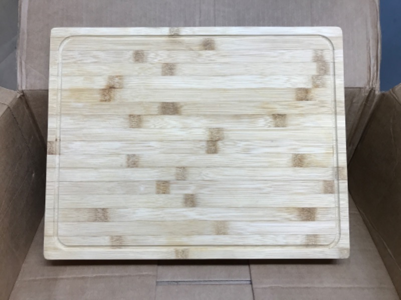 Photo 3 of Camco Bamboo Cutting Board with Counter Edge | Perfect for Vegetables, Fruits, Meats, and Cheeses | Measures 18-inches x 14-inches x 1-3/4-inches (43545) , Brown