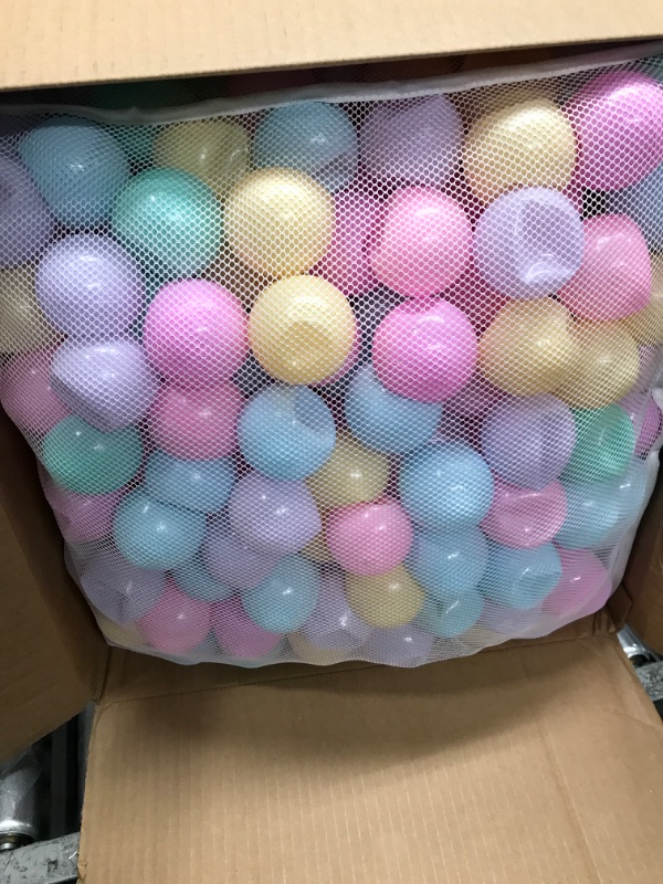 Photo 2 of Amazon Basics BPA Free Crush-Proof Plastic Ball Pit Balls with Storage Bag, Toddlers Kids 12+ Months, 6 Pastel Colors - Pack of 1000 6 Pastel Colors 1,000 Balls