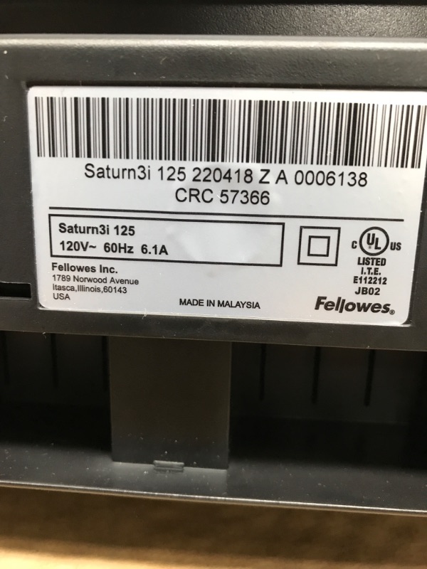 Photo 5 of -USED FOR PARTS-
Fellowes Saturn 3i 125 Thermal Laminator Machine with Self-Adhesive Laminating Pouch Starter Kit, 12.5 inch (5736606) 12.5 Inch Laminator