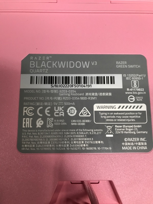 Photo 3 of Razer BlackWidow V3 Mechanical Gaming Keyboard: Green Mechanical Switches - Tactile & Clicky - Chroma RGB Lighting - Compact Form Factor - Programmable Macro Functionality - Quartz Pink
