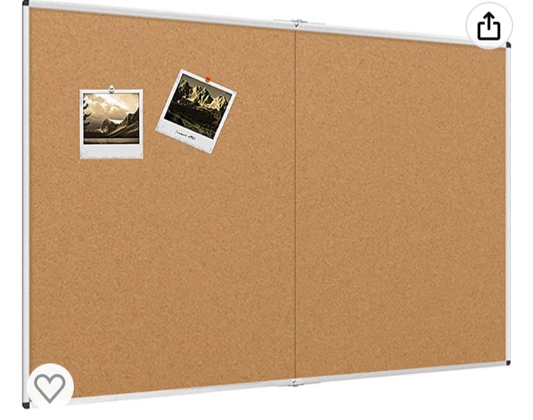 Photo 1 of VIZ-PRO Large Cork Bulletin Board/Foldable Noticeboard, 72 X 48 Inches, Silver Aluminium Frame